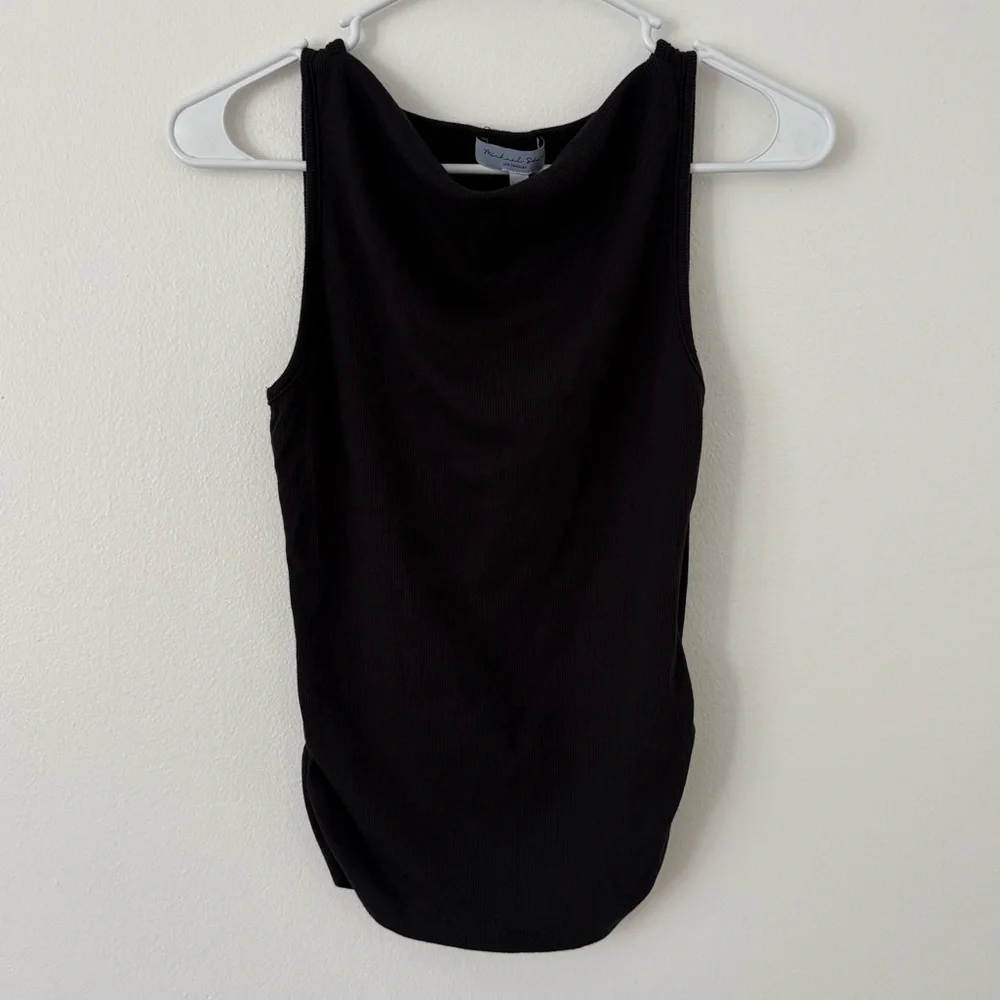 Michael Stars Black Coco Ruched Ribbed Boatneck Tank Size Small - Picture 7 of 13